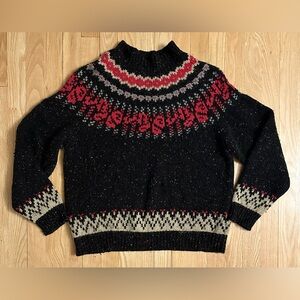 Vintage Silvercord Wool Blend Fair Isle Turtleneck Sweater, Women’s Size Large